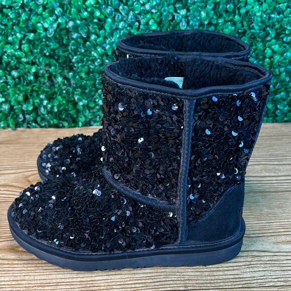 UGG Australia Kids Classic Short Chunky Sequin Boots Size US4 UK3 EU36 - Picture 1 of 8